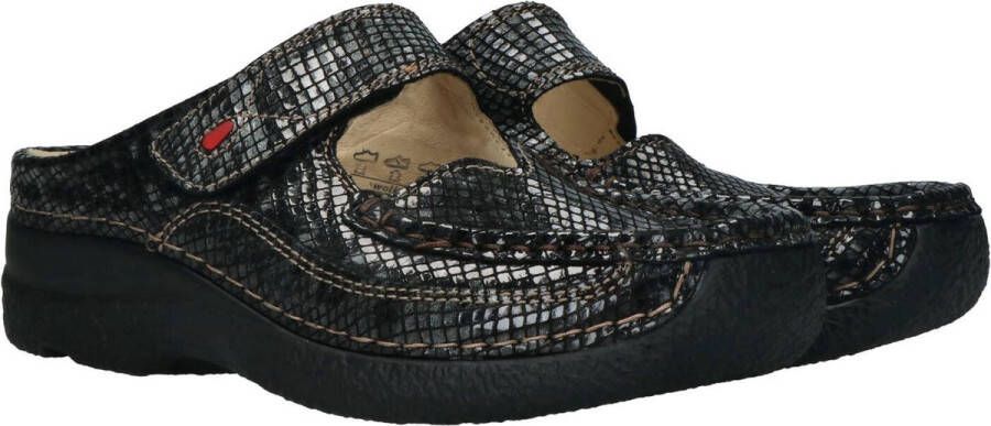 Wolky -Dames grijs donker slippers & muiltjes