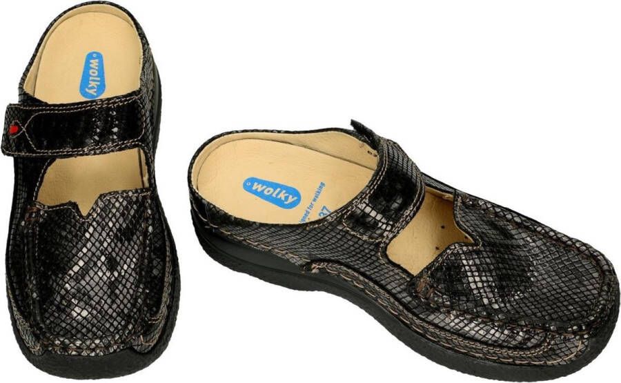 Wolky -Dames grijs donker slippers & muiltjes