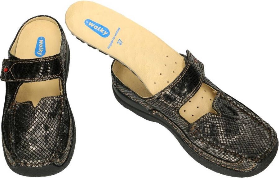 Wolky -Dames grijs donker slippers & muiltjes