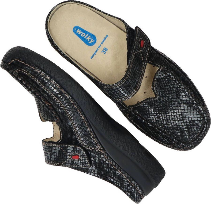 Wolky -Dames grijs donker slippers & muiltjes