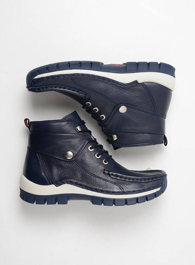 Wolky Hoge veterschoenen Jump Summer denim leer