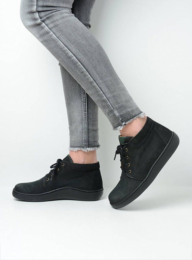 Wolky Hoge veterschoenen Kansas Lady XW zwart nubuck