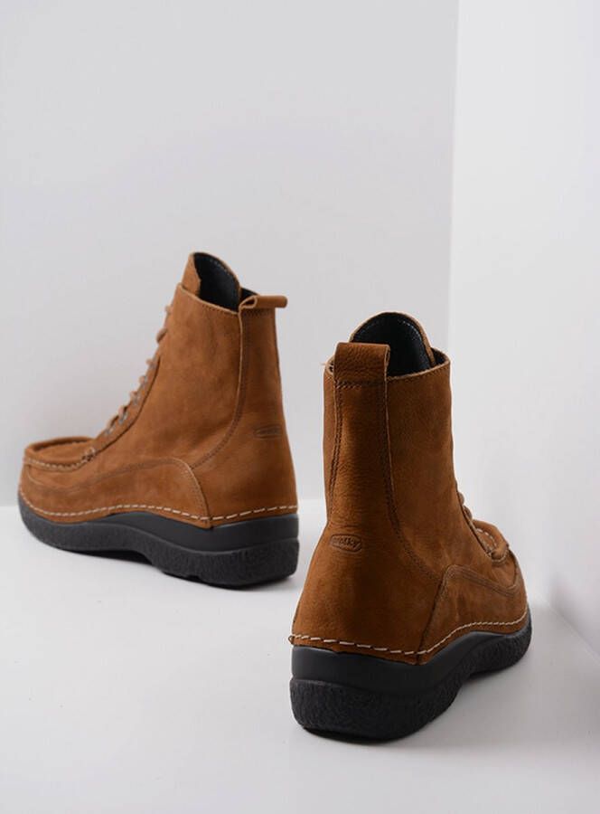 Wolky Hoge veterschoenen Roll Boot cognac nubuck