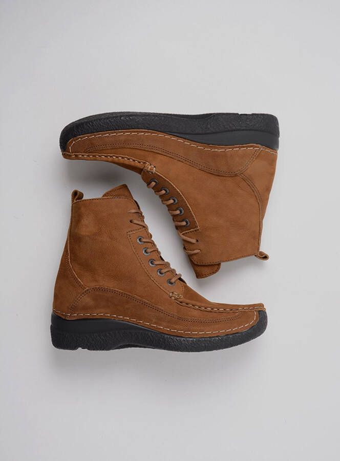 Wolky Hoge veterschoenen Roll Boot cognac nubuck