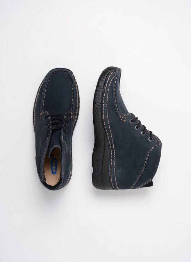 Wolky Hoge veterschoenen Roll Shoot blauw nubuck
