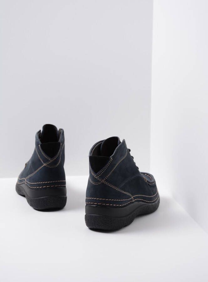Wolky Hoge veterschoenen Roll Shoot blauw nubuck
