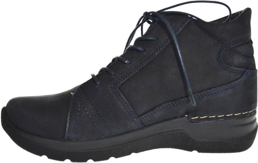 Wolky Hoge veterschoenen Why blauw nubuck