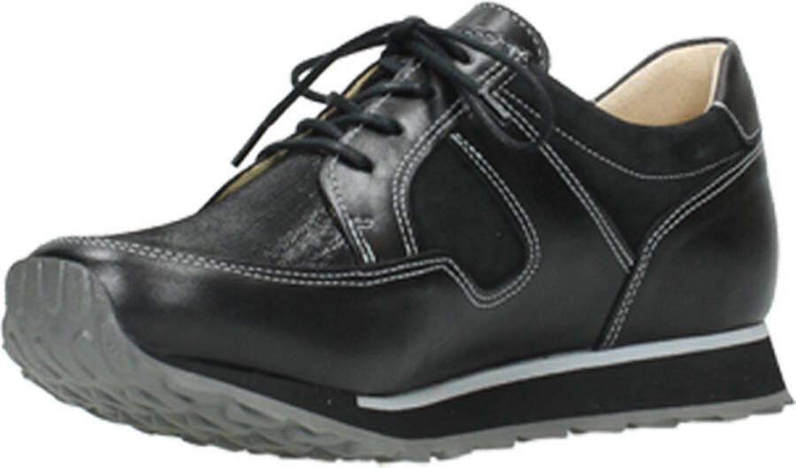 Wolky Lage veterschoenen e-Walk zwart combi stretch leer