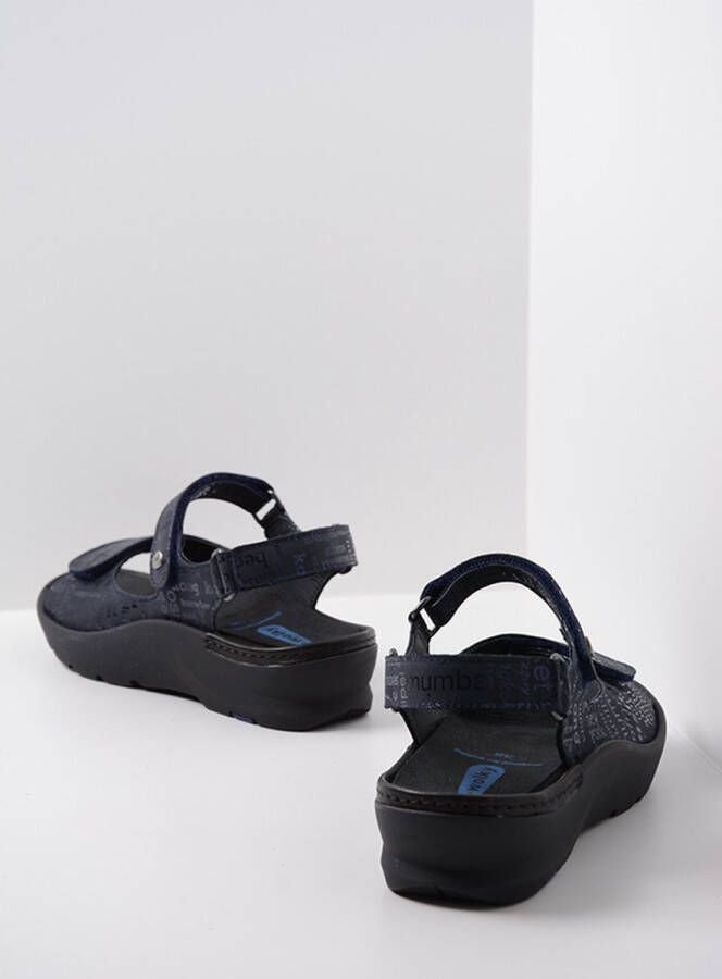 Wolky Sandalen Delft blauw letter nubuck