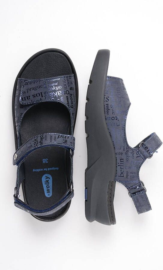 Wolky Sandalen Delft blauw letter nubuck