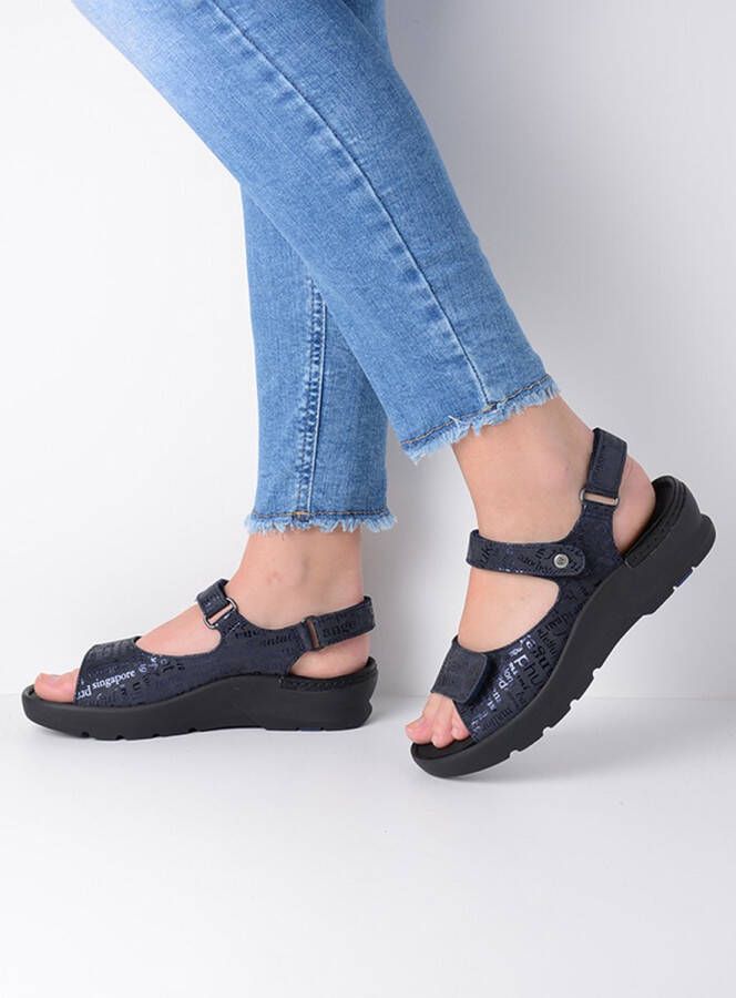 Wolky Sandalen Delft blauw letter nubuck