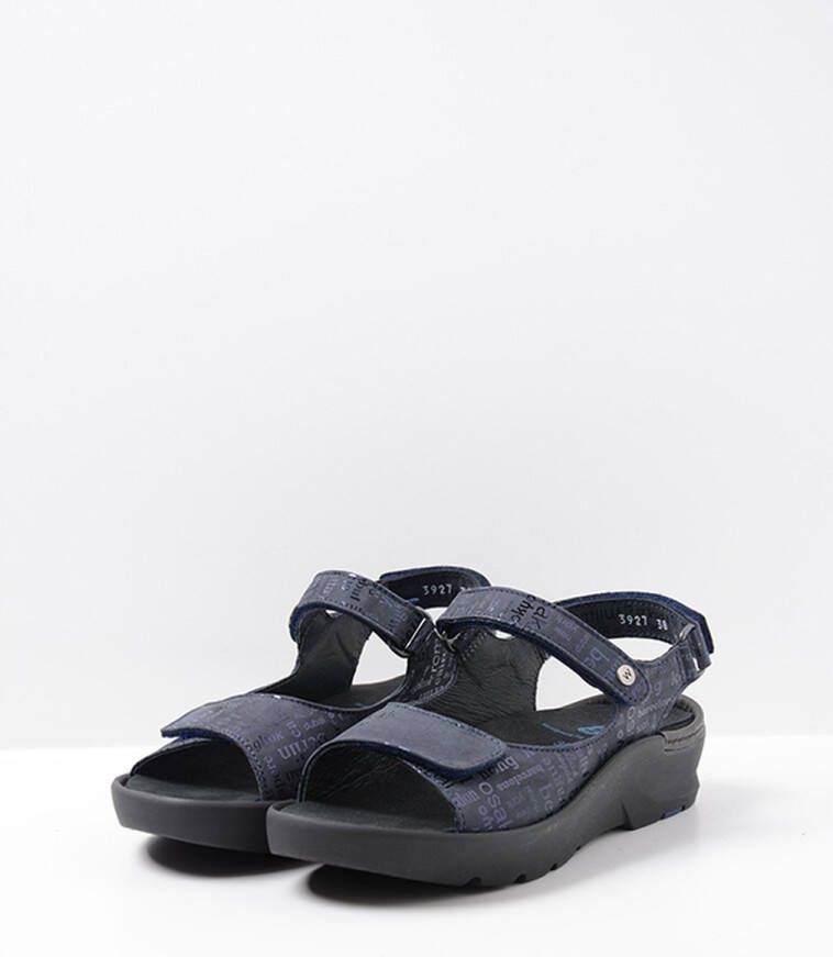 Wolky Sandalen Delft blauw letter nubuck
