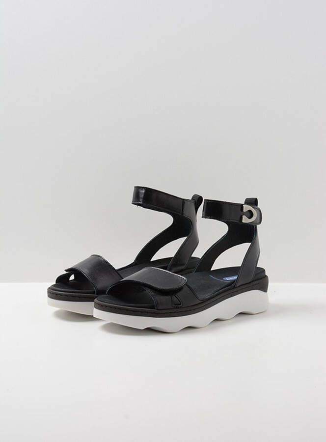 Wolky Sandalen Plata zwart wit leer