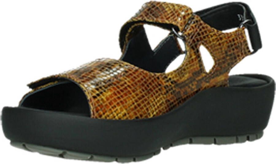 Wolky Sandalen Rio oker snake print leer