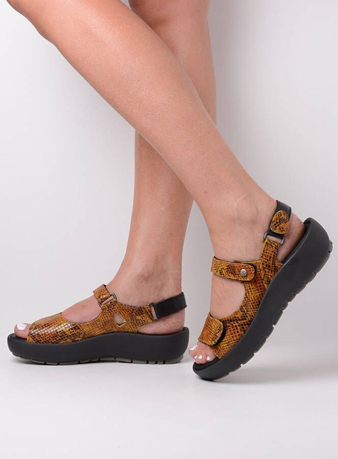 Wolky Sandalen Rio oker snake print leer