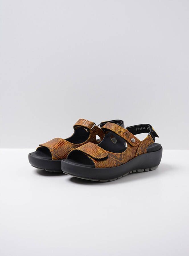 Wolky Sandalen Rio oker snake print leer