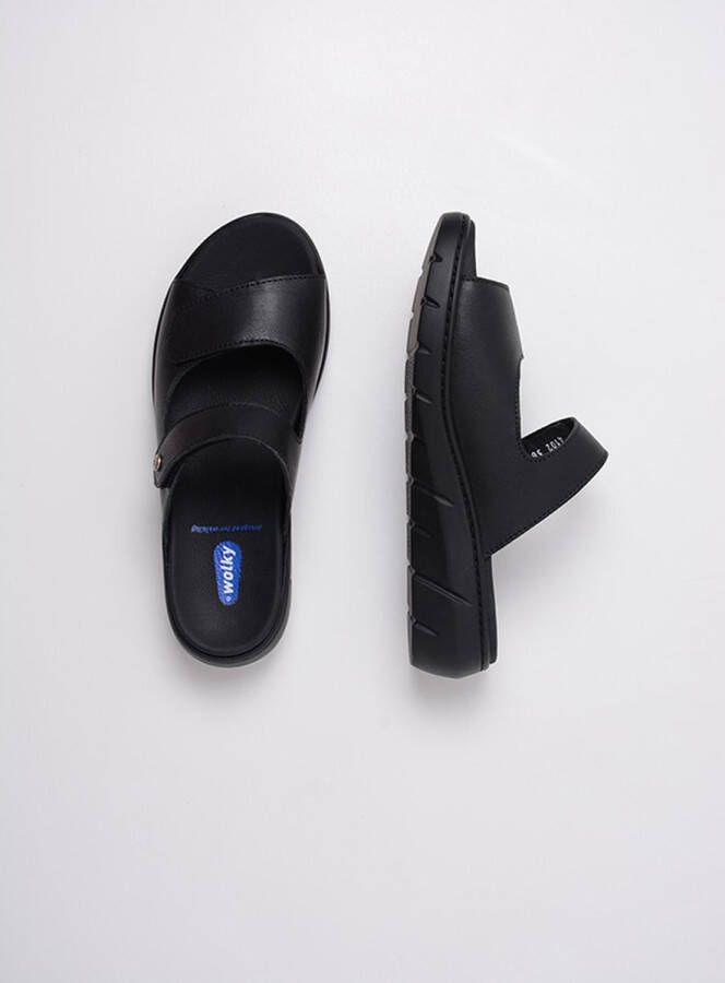 Wolky Slippers Cyprus zwart leer