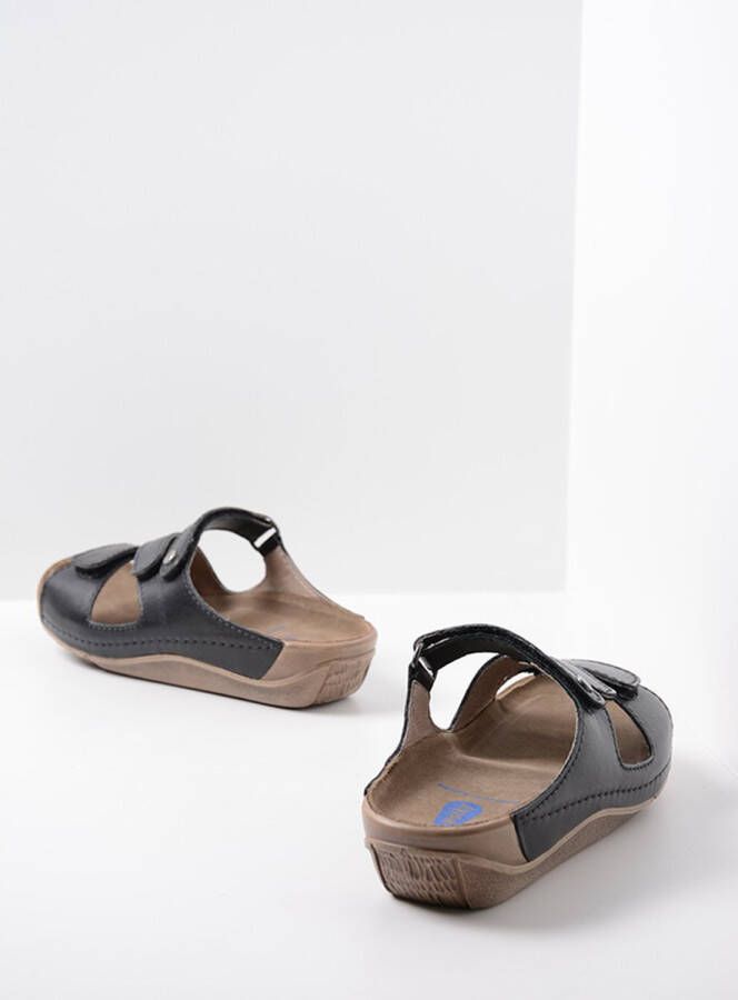 Wolky Slippers Jasper zwart leer