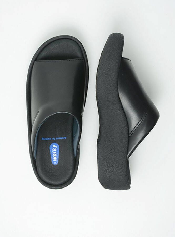 Wolky Slippers Nassau zwart leer