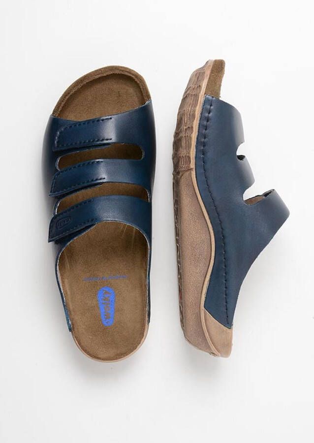 Wolky Slippers Nomad blauw leer