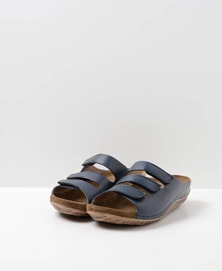 Wolky Slippers Nomad blauw leer