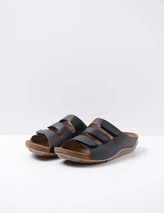 Wolky Slippers Nomad zwart geolied leer