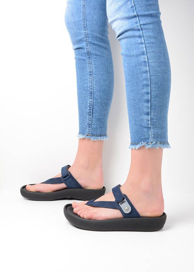 Wolky Slippers Peace blauw nubuck