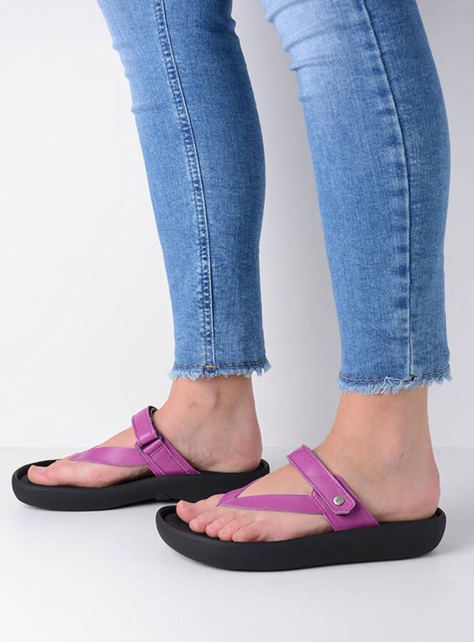 Wolky Slippers Peace fuchsia leer