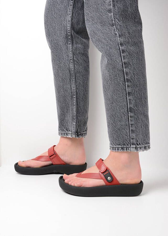 Wolky Slippers Peace rood leer