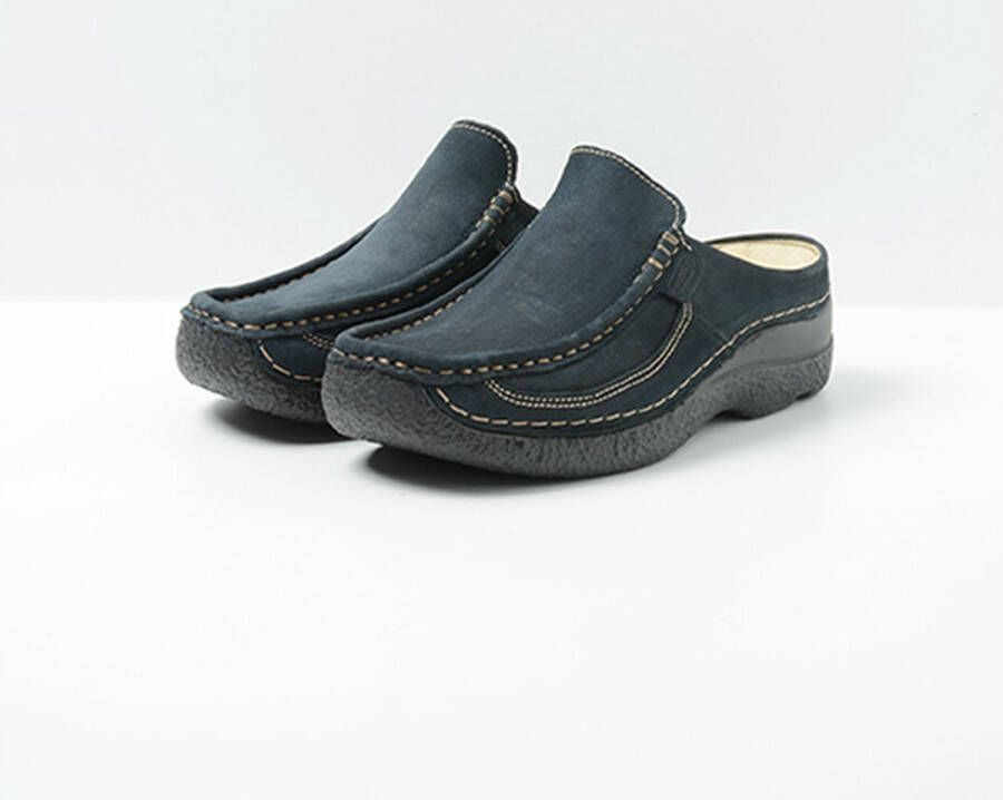 Wolky Slippers Roll Slide blauw nubuck