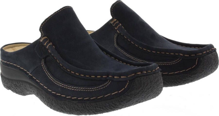 Wolky Slippers Roll Slide blauw nubuck