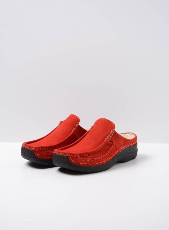 Wolky Slippers Roll Slide donkerrood nubuck