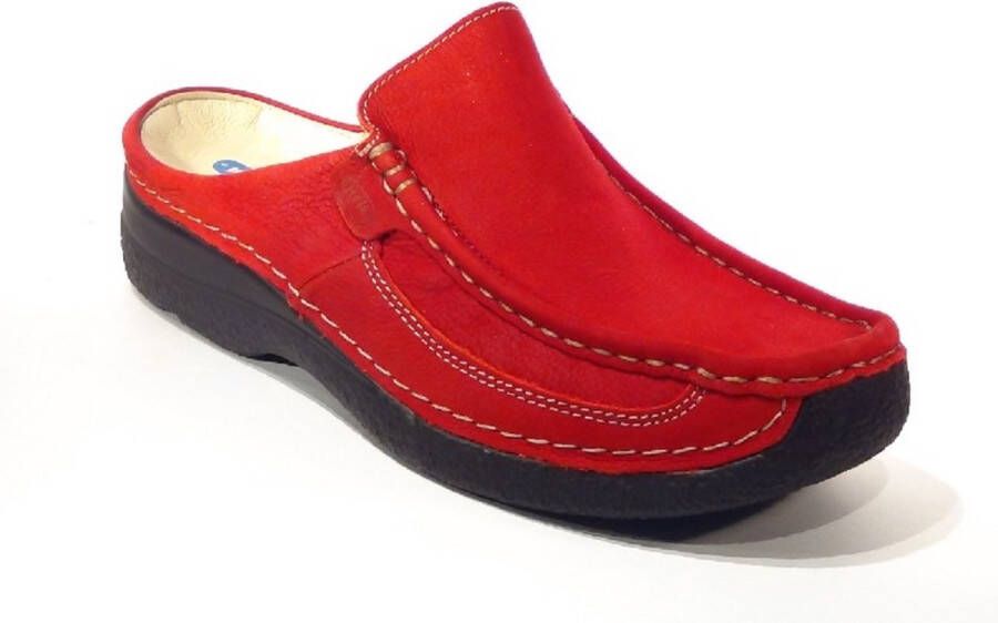 Wolky Slippers Roll Slide donkerrood nubuck