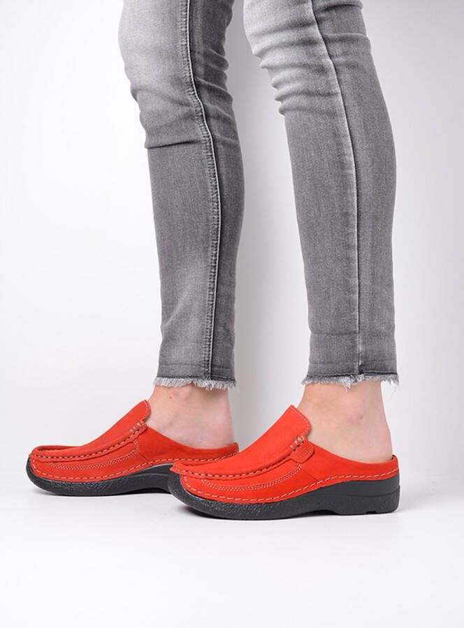 Wolky Slippers Roll Slide donkerrood nubuck