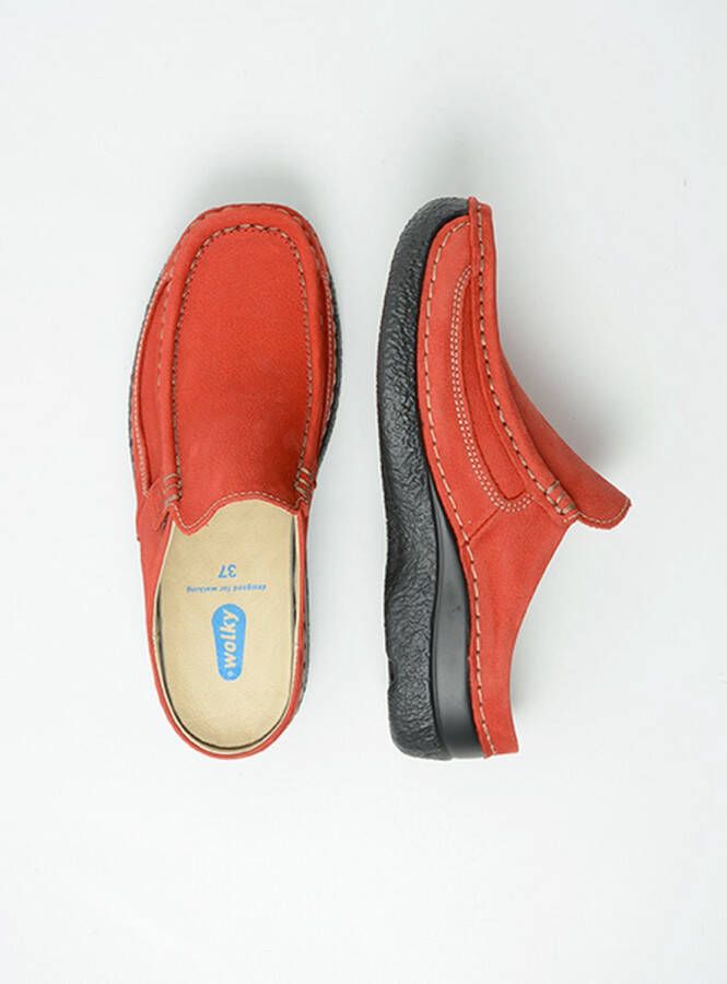 Wolky Slippers Roll Slide donkerrood nubuck