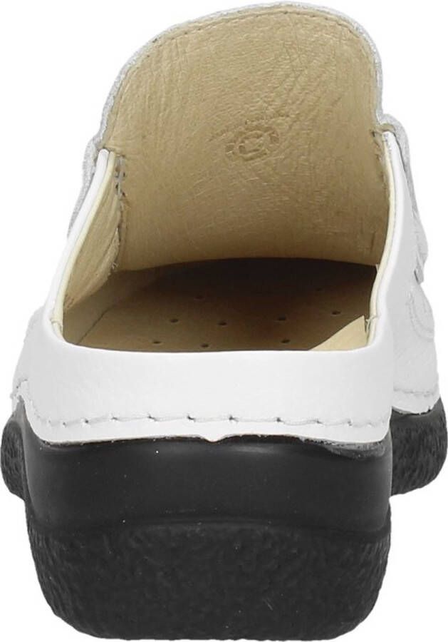 Wolky Slippers Roll Slide wit geprint leer