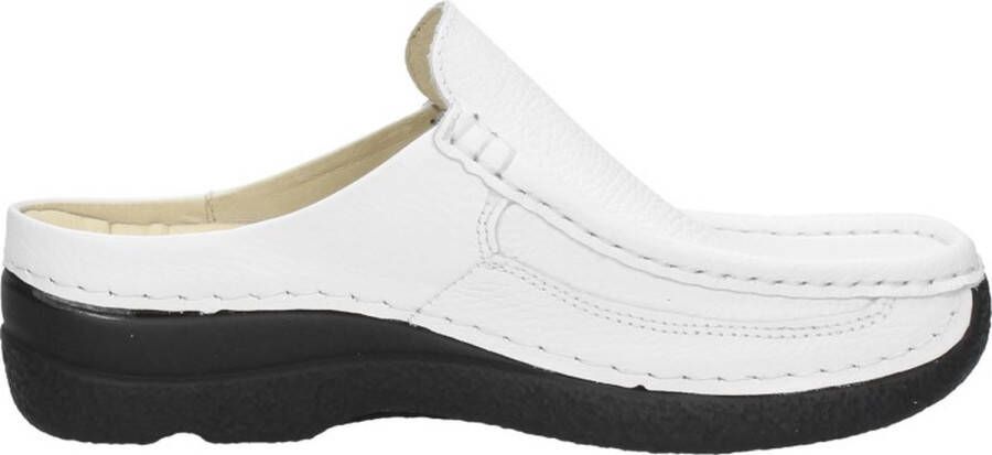 Wolky Slippers Roll Slide wit geprint leer