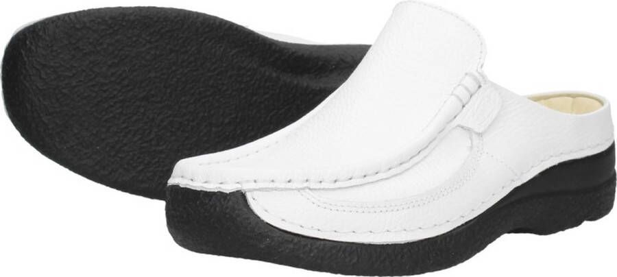 Wolky Slippers Roll Slide wit geprint leer