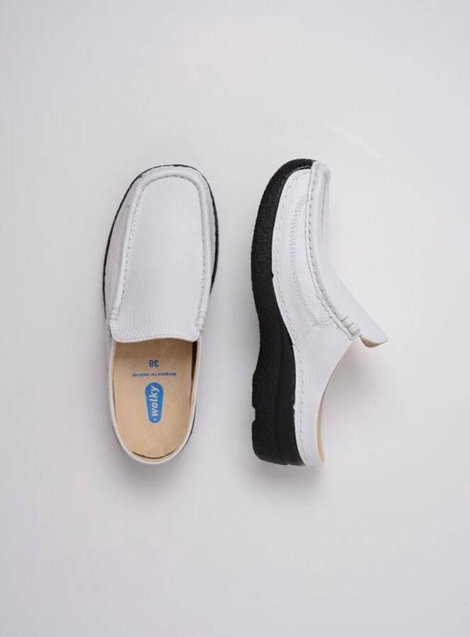 Wolky Slippers Roll Slide wit geprint leer