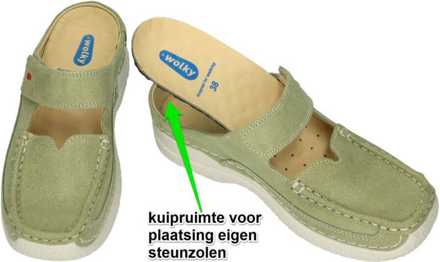 Wolky Slippers Roll Slipper lichtgroen nubuck