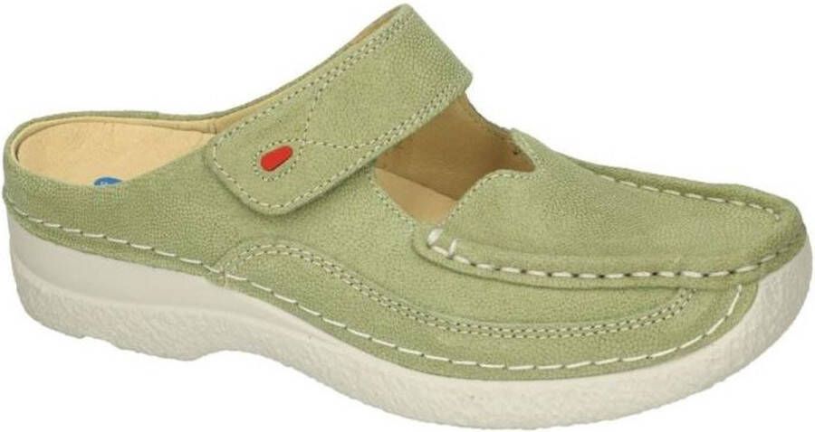 Wolky Slippers Roll Slipper lichtgroen nubuck