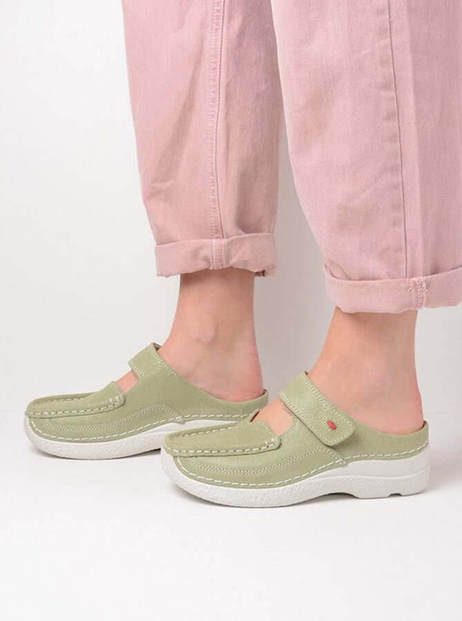 Wolky Slippers Roll Slipper lichtgroen nubuck