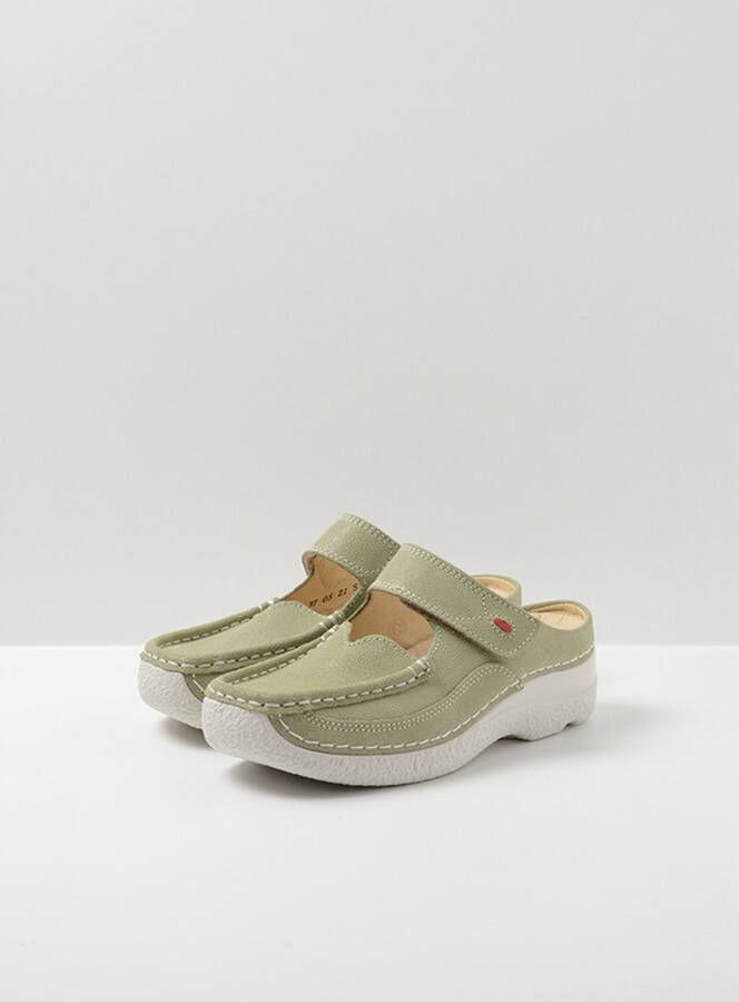 Wolky Slippers Roll Slipper lichtgroen nubuck