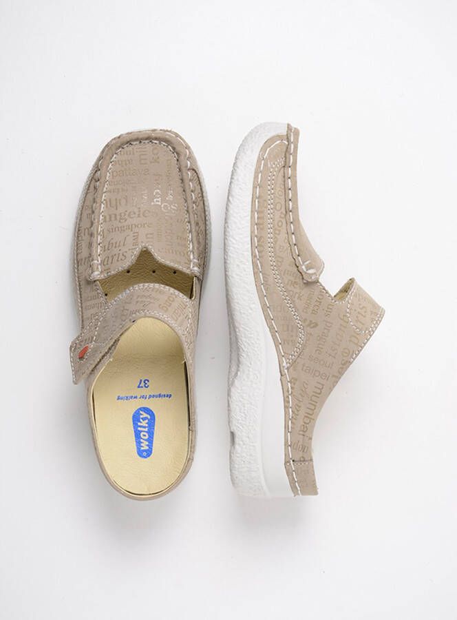 Wolky Slippers Roll Slipper taupe letter nubuck