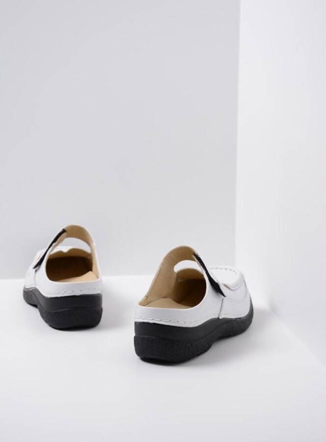 Wolky Slippers Roll Slipper wit zwart leer