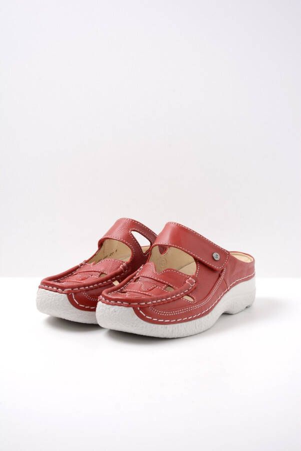 Wolky Slippers Roll Talaria rood zomer leer