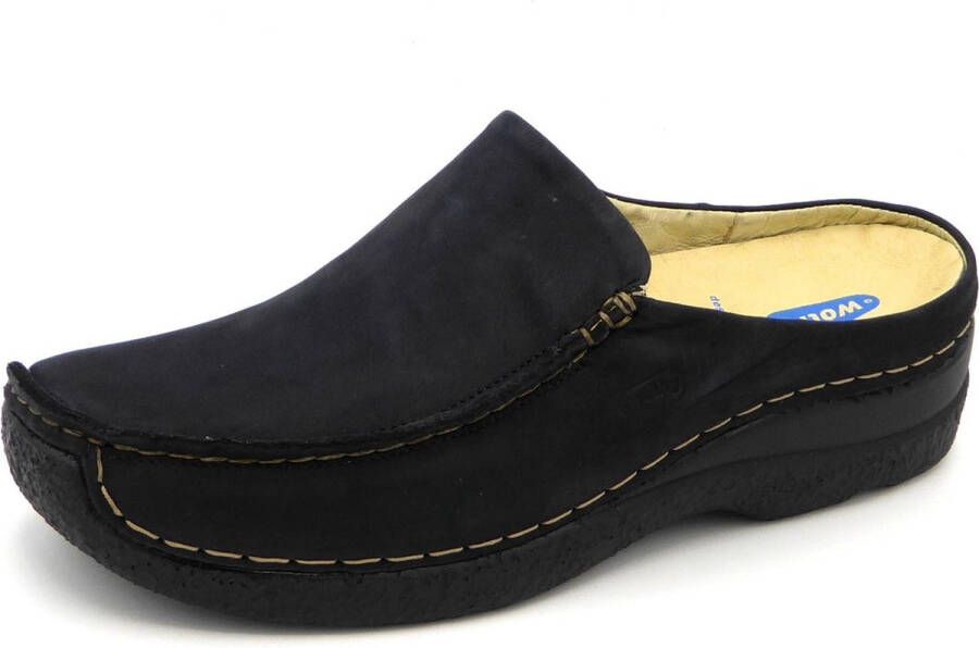 Wolky Slippers Seamy Slide blauw nubuck