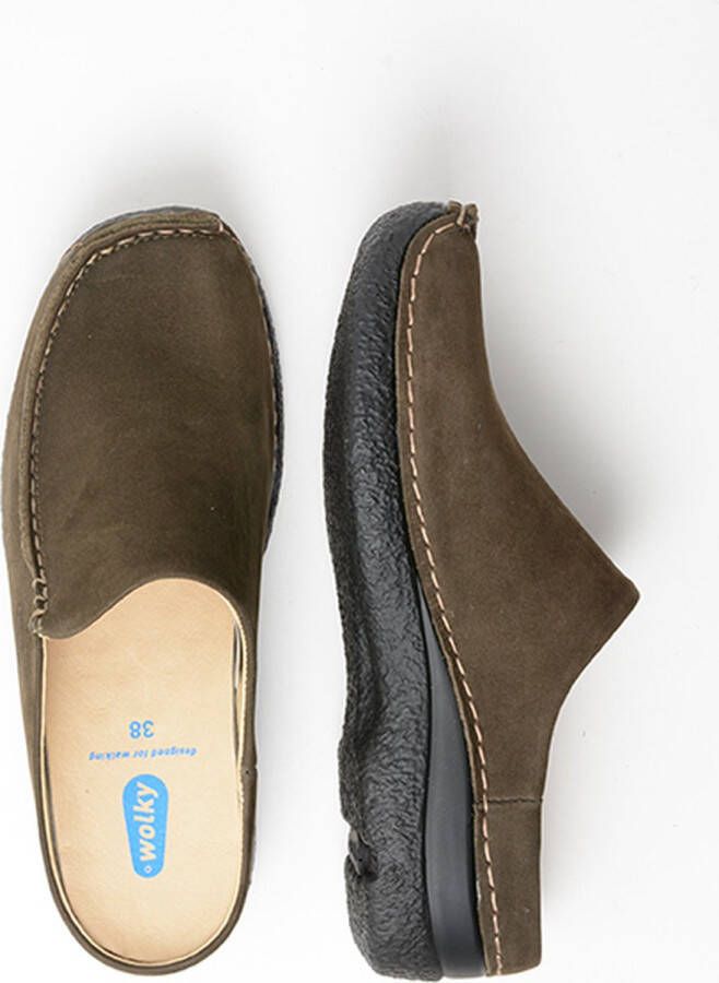Wolky Slippers Seamy Slide cactus nubuck