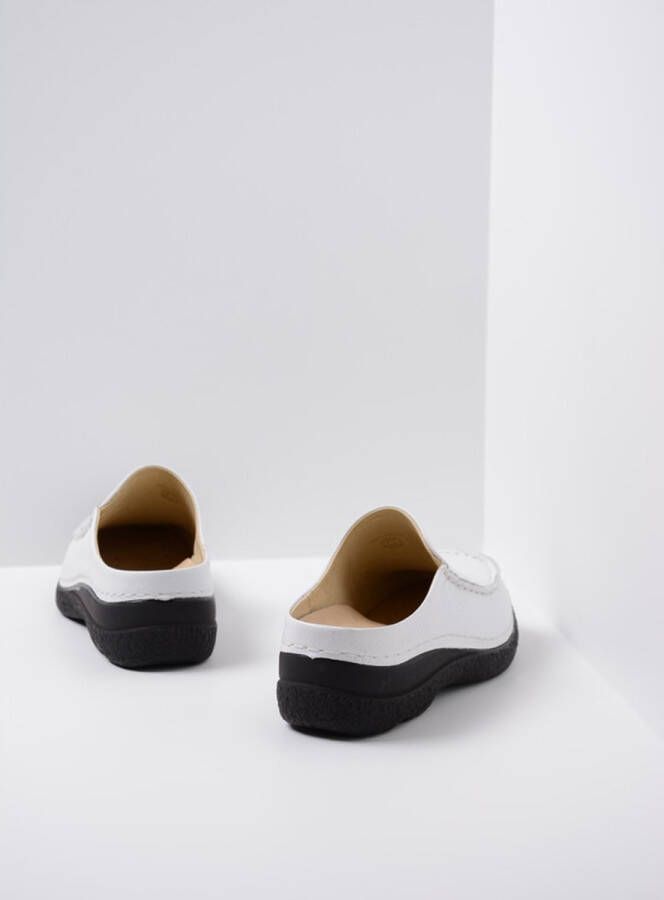 Wolky Slippers Seamy Slide wit geprint leer