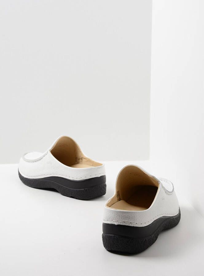 Wolky Slippers Seamy Slide wit geprint leer